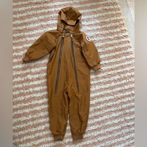 Mini Rodini Brown Hooded Kids Waterproof Jumpsuit
